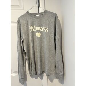 New York Or Nowhere NYON Grey 'Always' Long Sleeve Shirt Adult M Heart Smiley
